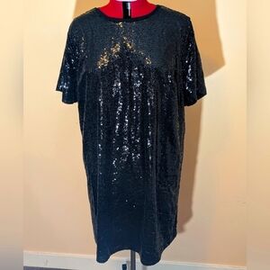 Joe Fresh| NWT Black Sequined Short Sleeve Mini Dress